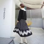 Ruffled Patterned Maxi Skirt Black - One Size