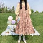 Puff 3/4-sleeve Top / Floral Sleeveless Midi A-line Dress