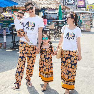 Family Matching Short-sleeve T-shirt/ A-line Skirt/ Pattered Pants/ Sleeveless Maxi Dress/ Hairband