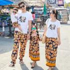 Family Matching Short-sleeve T-shirt/ A-line Skirt/ Pattered Pants/ Sleeveless Maxi Dress/ Hairband