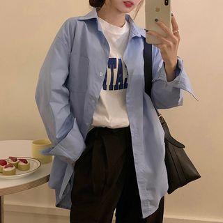 Pocket Detail Shirt / Elbow-sleeve Lettering T-shirt