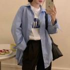 Pocket Detail Shirt / Elbow-sleeve Lettering T-shirt