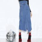 High-waist Midi Straight-fit Denim Skirt