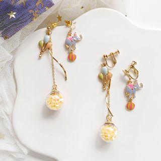 Asymmetric Elephant Dangle Earring / Clip-on Earring
