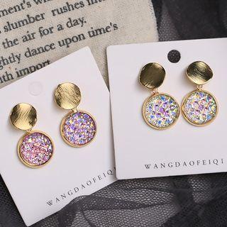 Glass Disc Dangle Earring