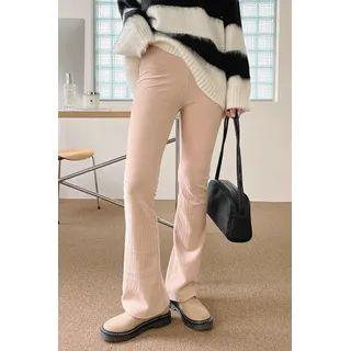 Colored Velour Boot-cut Pants
