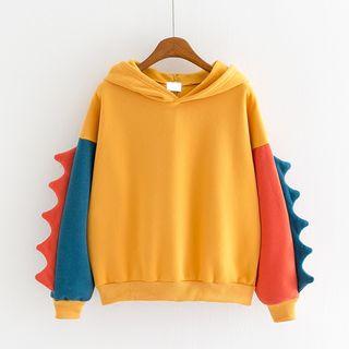 Colour Block Dinosaur Long-sleeve Hoodie