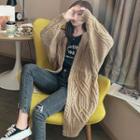 Open-front Cable Knit Long Cardigan