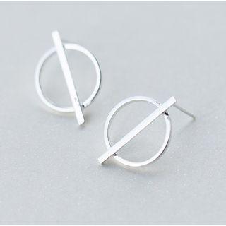 925 Sterling Silver Round Ear Stud One Pair - 925 Silver - One Size