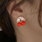 Faux Pearl Cherry Drop Earring 1 Pair - Red - One Size