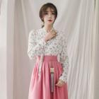 Modern Hanbok Long-sleeve Floral Top