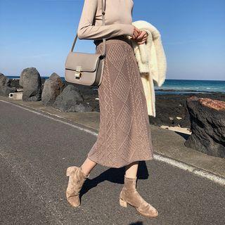 Twist-knit Midi H-line Skirt
