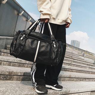 Contrast Trim Faux Leather Carryall Black - One Size