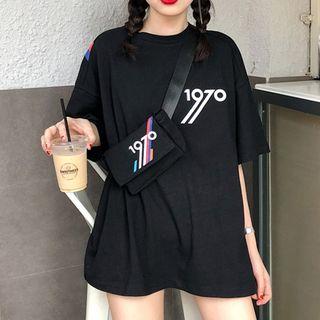 Numbering Elbow-sleeve T-shirt With Fanny Pack