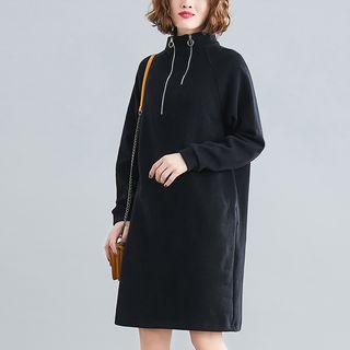 Plain High-neck Sweatshirt Dress