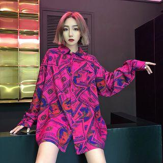 Banknote Print Shirt Rose Pink - One Size