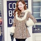 Leopard-print Faux-fur Trim Coat