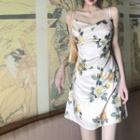Rose-print Sleeveless Mini Dress