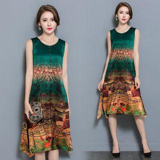 Sleeveless Printed A-line Skirt