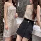 Sequined Spaghetti Strap A-line Dress / Sequined Halter Camisole Top