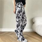 Short-sleeve Asymmetrical T-shirt / Tie-dye Wide Leg Pants