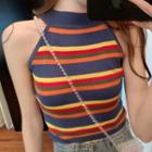 Striped Halter Knit Top Stripes - Multicolor - One Size
