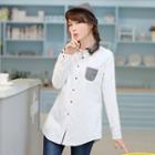 Contrast Collar Long Shirt