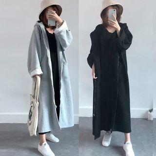 Zipped Hooded Long Coat