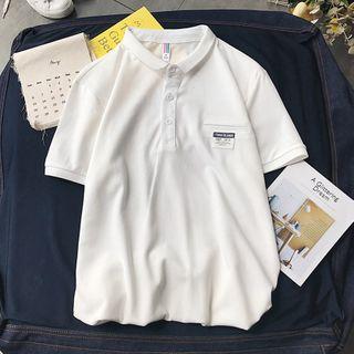 Elbow-sleeve Letter Tag Polo Shirt