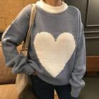 Heart Print Boxy Sweater