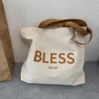 Lettering Tote Bag Brown Lettering - Beige - One Size