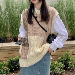 Sweater Vest Coffee & Beige - One Size