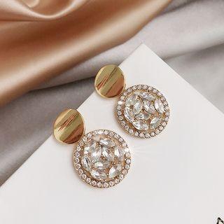 Rhinestone Round Drop Earring 1 Pair - One Size
