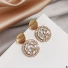 Rhinestone Round Drop Earring 1 Pair - One Size
