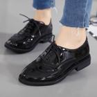 Brogue Faux Patent Leather Oxfords
