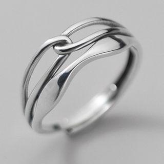 Layered Sterling Silver Open Ring S925 Silver Ring - Silver - One Size