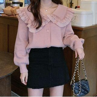 Ruffle Trim Collar Cardigan