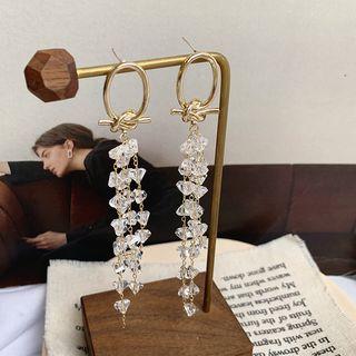 Alloy Knot Faux Crystal Fringed Earring 1 Pair - One Size