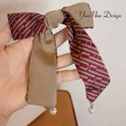 Patterned Ribbon Hair Clip Hair Clip - Stripe - Red & Brown - One Size