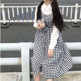 Plain Shirt / Strappy Midi A-line Dress