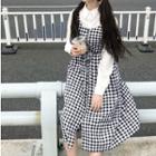 Plain Shirt / Strappy Midi A-line Dress