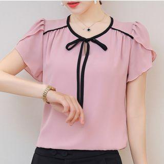 Bow Panel Short-sleeve Blouse