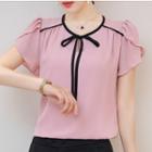 Bow Panel Short-sleeve Blouse