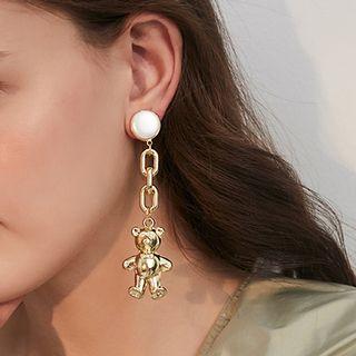 Non-matching Alloy Bear Dangle Earring 1 Pair - As Shown In Figure - One Size