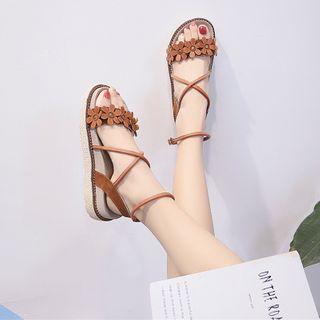 Flower Detail Platform Sandals
