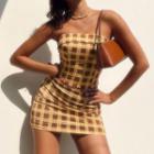 Set: Plaid Cropped Tube Top + Plaid High-waist A-line Mini Skirt