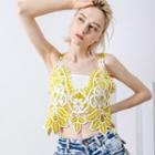 Spaghetti Strap Crocheted Lace Top