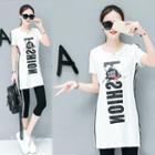 Set: Lettering Short-sleeve T-shirt + Capri Leggings