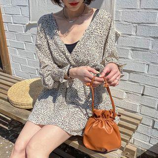 Tie-back Leopard Flared Minidress
