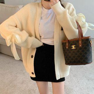 Ribbon Cardigan Almond - One Size